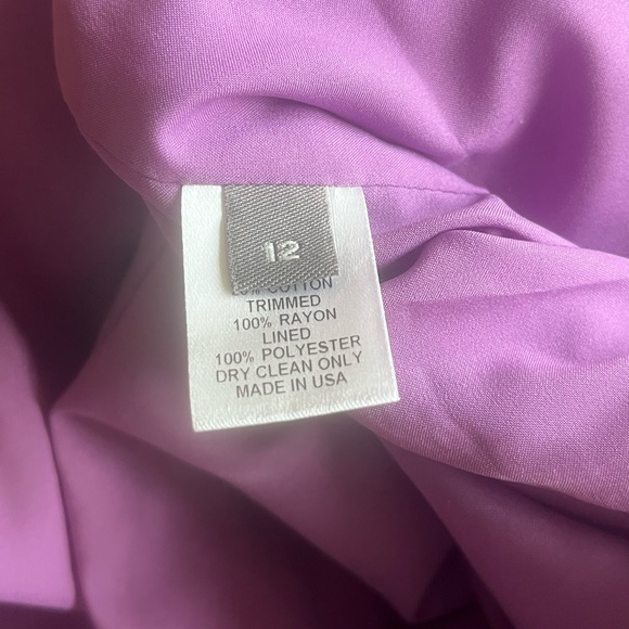 Lela Rose Women's Corded Lace Flounce Sleeve Dress Size 12 Lavender - Picture 9 of 14